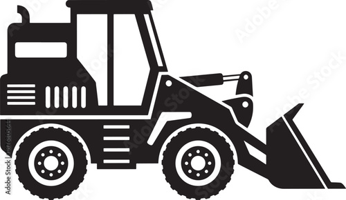Silhouette of construction loader truck isolated