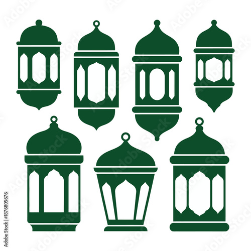 Lantern Silhouette Collection: An array of elegantly designed lanterns in varying shapes and sizes, showcasing a rich cultural aesthetic, perfect for conveying a sense of celebration.