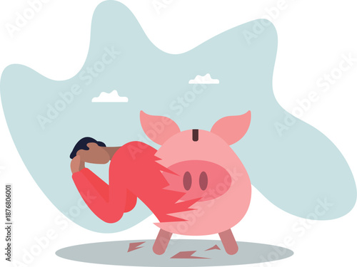 Debt and loan problem, financial mistake, poverty or bankruptcy .about a man and his life.