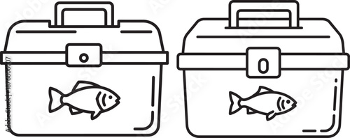 Silhouette of a fishing tackle box container vector