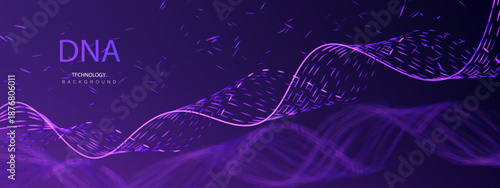 Ai dna banner vector. A.I. medicine DNA code helix in future innovation design. Medtech biology chromosome molecule background. Technology ai genetic concept.