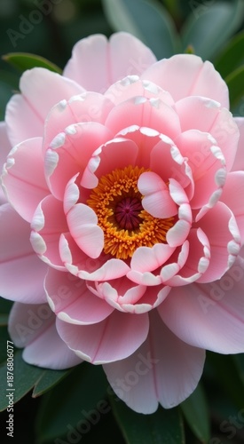Pink flower with white stripes on it