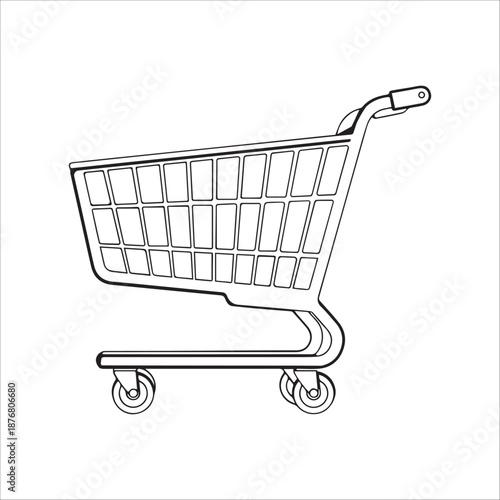 Vector  shopping cart trolley in outline minimal flat style