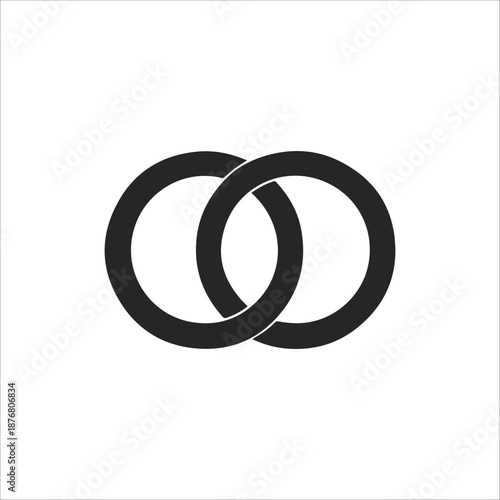Vector Interlock Rings icon on white artboard