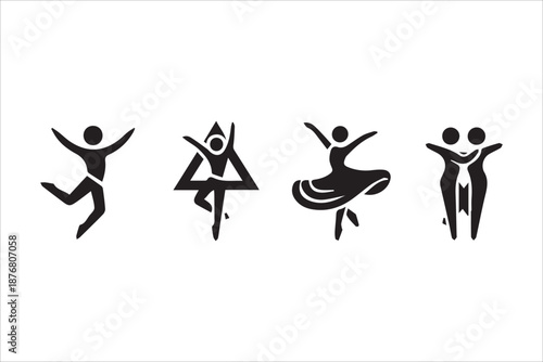 Vector dance glyph minimal flat icons set