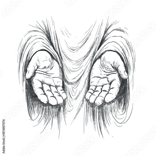 Two Open Hands Gesture of Faith and Acceptance