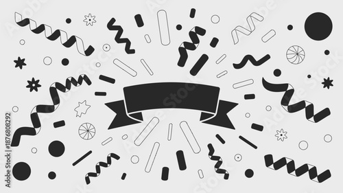 Celebratory banner with confetti Vector