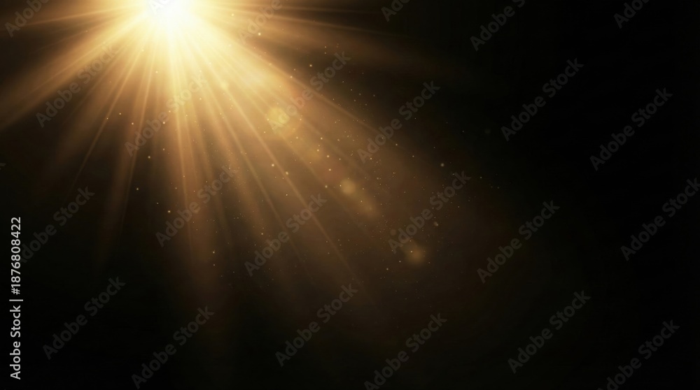 Obraz premium Dramatic golden light beams shining through darkness with dust particles,spiritual and ethereal atmosphere perfect for concepts of hope,faith and divine presence