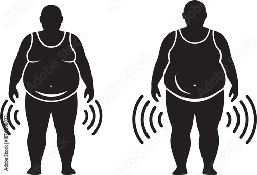 Obese silhouette and health problems with obesity
