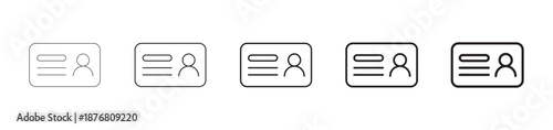 Identification Card Icons  Progressive Line Weight Style