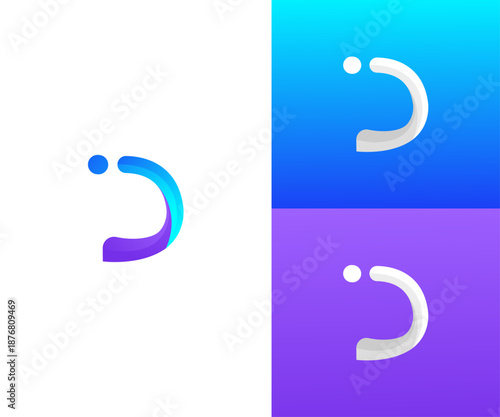 Modern Abstract Letter ID Logo  Gradient Digital Design