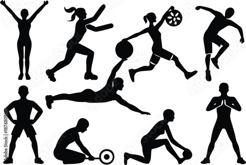 Sports silhouettes collection isolated on transparent background, Vector, illustration