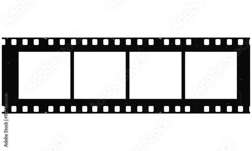Empty film strip negative with perforations isolated on white