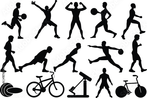 Sports silhouettes collection isolated on transparent background, Vector, illustration