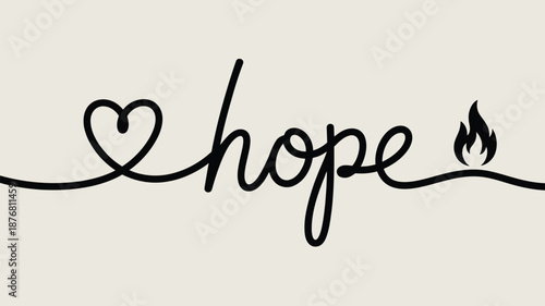 Hope with heart and flame Vector