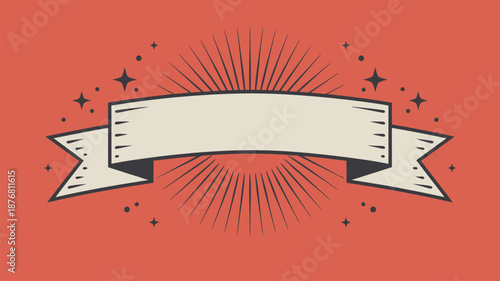 Blank banner with stars and sunburst Vector