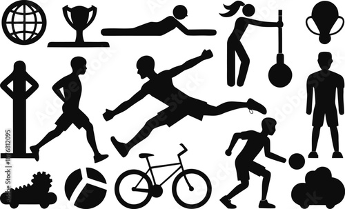 Sports silhouettes collection isolated on transparent background, Vector, illustration