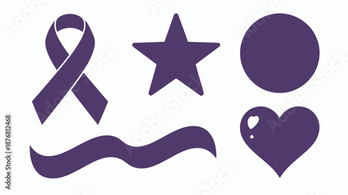 Purple symbols of awareness and love Vector