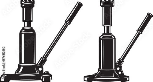 Hydraulic Bottle Jack Silhouettes for Automotive Repair and Garage Workshop Equipment