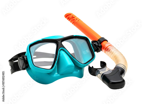 Snorkeling mask and snorkel set isolated on transparent background