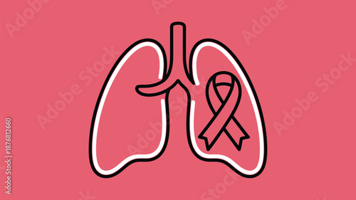 Lungs with awareness ribbon Vector