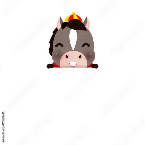 cute little horse, Happy Chinese New Year 2026 year of the horse zodiac, Cartoon element illustration