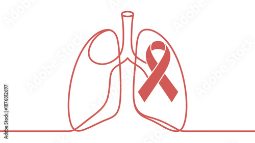 Lungs with awareness ribbon Vector