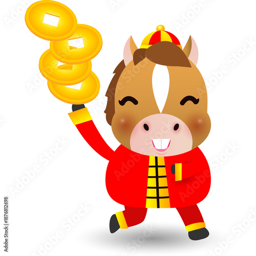 cute little horse, Happy Chinese New Year 2026 year of the horse zodiac, Cartoon element illustration