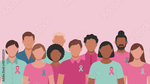 Group supporting breast cancer awareness Vector