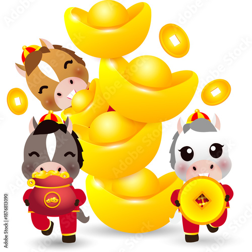 cute little horse, Happy Chinese New Year 2026 year of the horse zodiac, Cartoon element illustration