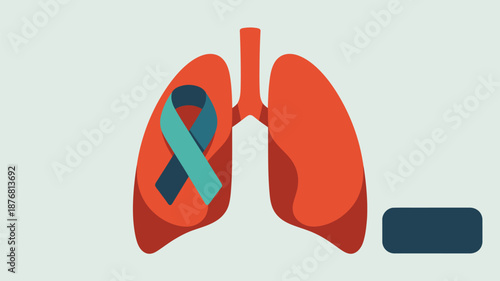 Lungs with awareness ribbon Vector
