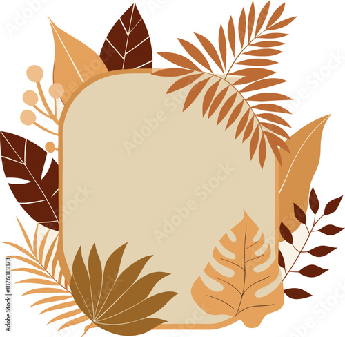 Luxurious beige and brown trendy vector design frame.