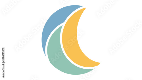 Abstract Crescent Design: A serene and minimalist illustration featuring overlapping crescent shapes, designed with a focus on harmony and balance.