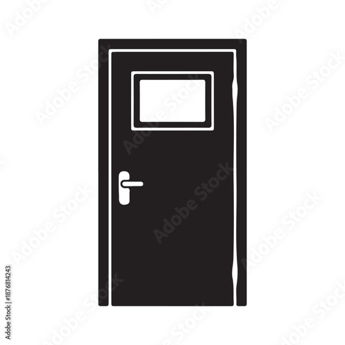 Front Door silhouette icon vector flat illustration
