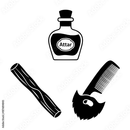 Sunnah Grooming Attar Perfume Miswak and Comb Three Silhouette Set