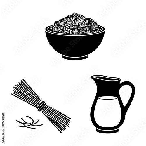 Eid Morning Sheer Khurma Vermicelli and Milk Jug Three Silhouette Set