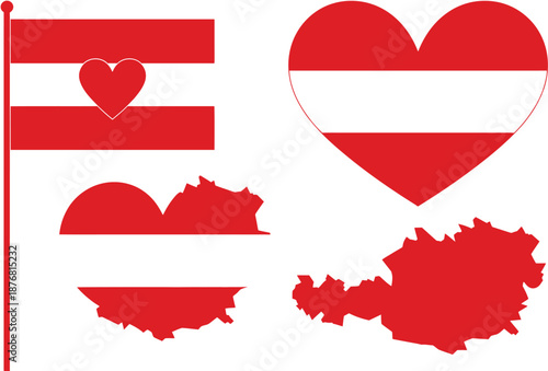 Free Download Austrian flag and heart symbols on white background - GFXLoad