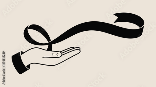 Hand holding black ribbon Vector