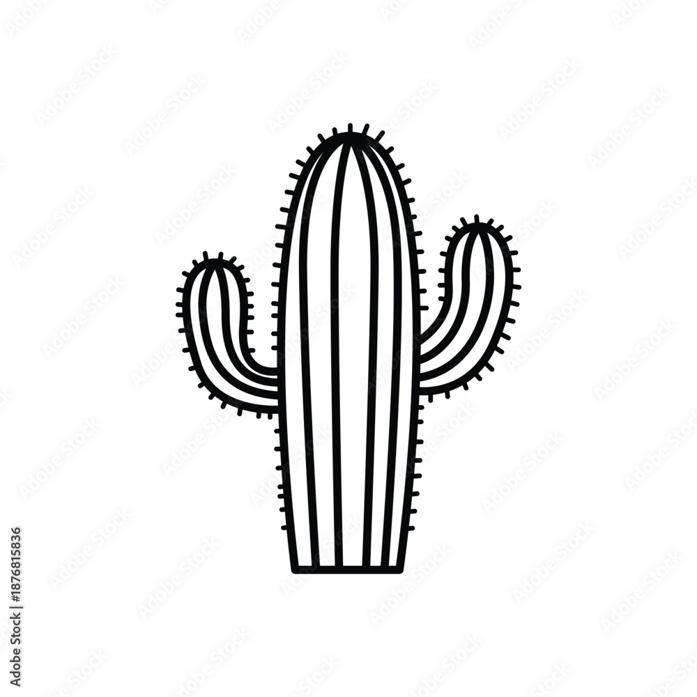 Obraz premium A simple black and white illustration of a cactus plant on a plain background