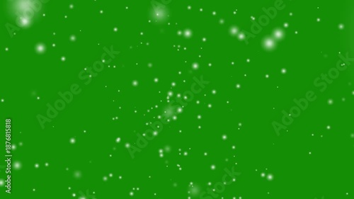 Loop snow animation white shining star light glowing light on green background screen lights effect glowing stars sparkle