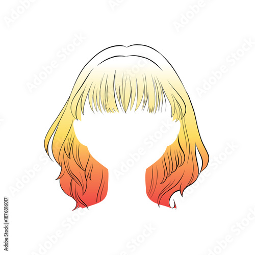 Stylish ombre hairstyle illustration with a touch of vibrant flair