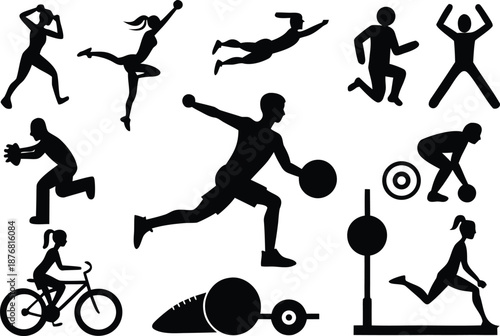 Sports silhouettes isolated on transparent background, Vector, illustration