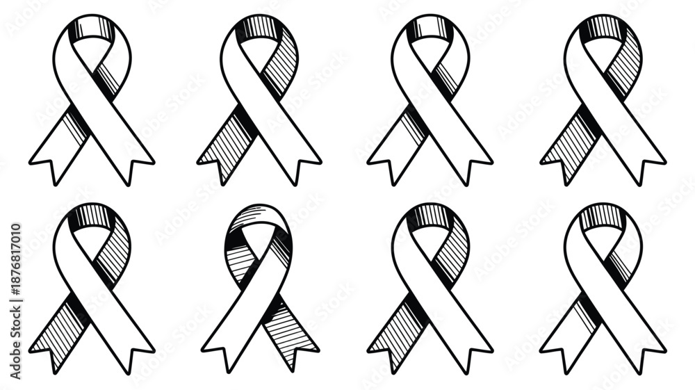 Obraz premium Collection of white awareness ribbons Vector