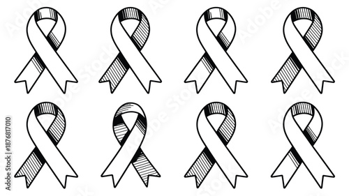Collection of white awareness ribbons Vector