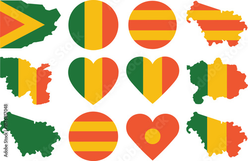 Set of country flag icons on white background