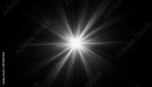 bright white light lens flare effect on black background abstract starburst overlay for design glowing sunbeam with rays