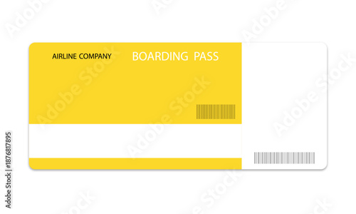 Airplane ticket template on white background.