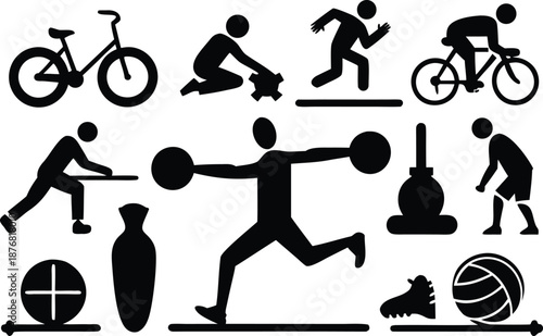 Sports icons collection isolated on transparent background, Vector, illustration