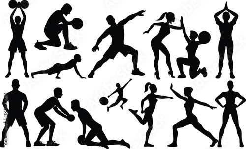 Sports silhouettes collection isolated on transparent background, Vector, illustration