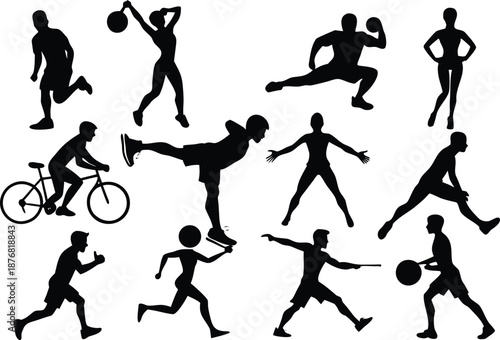 Sports silhouettes collection isolated on transparent background, Vector, illustration